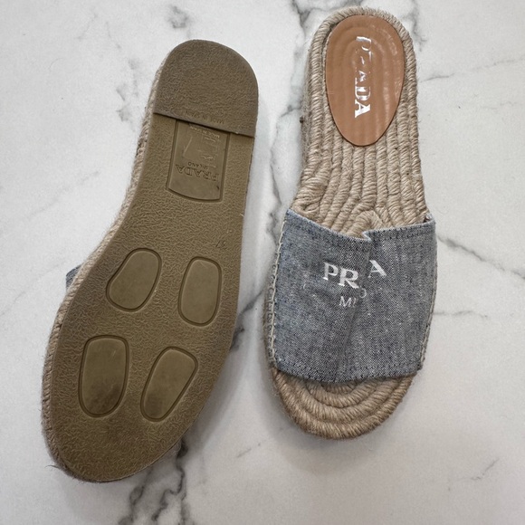 Prada Logo Espadrille Slide Sandals sz 37 - Picture 6 of 8